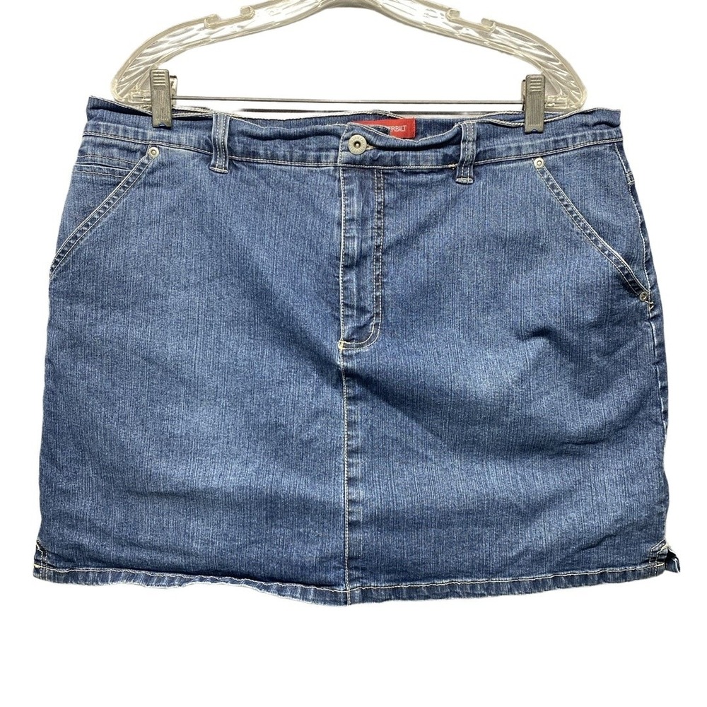 Gloria Vanderbilt Womens Skirt Blue A-Line Denim Button Front Casual Chic